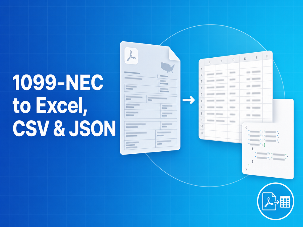 1099-NEC to Excel, CSV, and JSON: Extract and Convert 1099-NEC Data