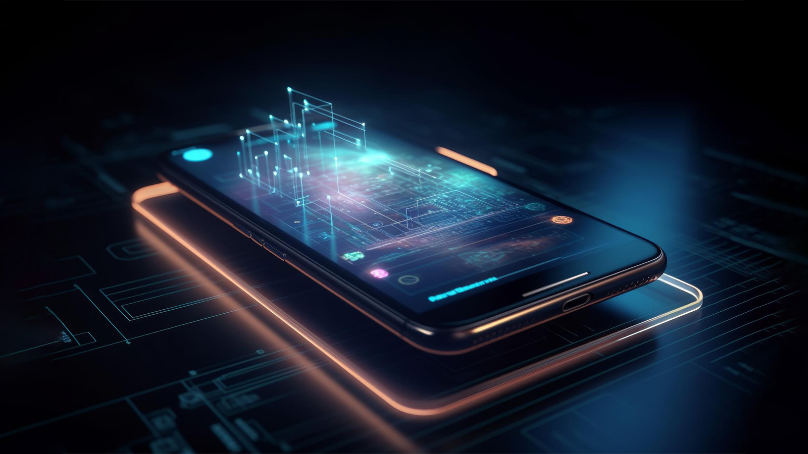 Smartphone with glowing holographic document data structures illustrating AI-powered invoice scanning trends
