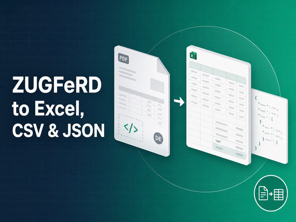 ZUGFeRD to Excel, CSV, and JSON: Extract and Convert German E-Invoice Data